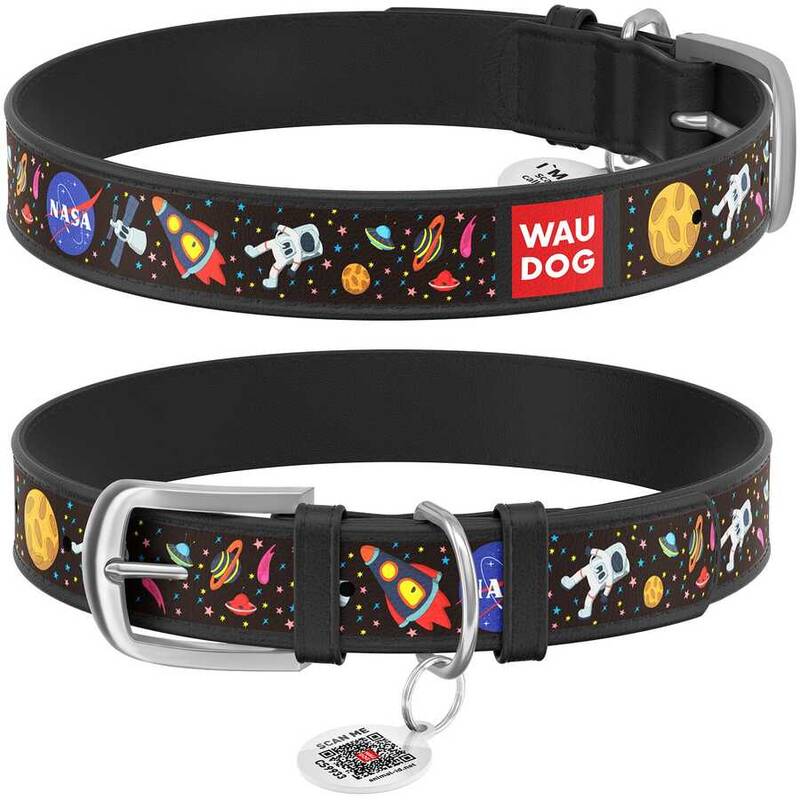 Collar Waudog Nasa Desenli QR Pasaportlu Köpek Boyun Tasması 21-29 Cm Siyah (0013-0047-01)