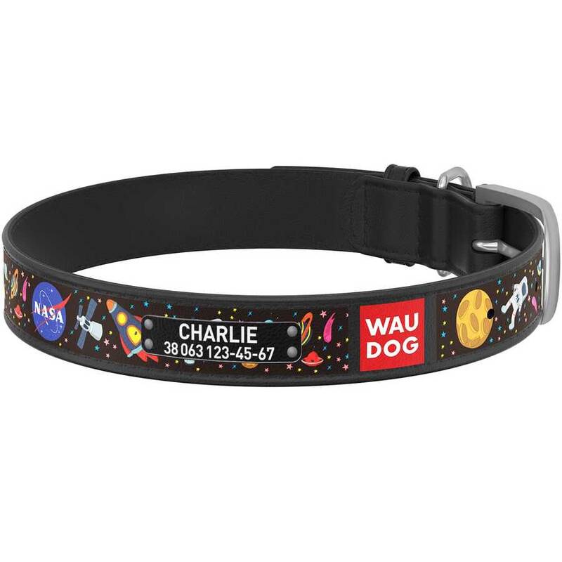 Collar Waudog Nasa Desenli QR Pasaportlu Köpek Boyun Tasması 21-29 Cm Siyah (0013-0047-01)