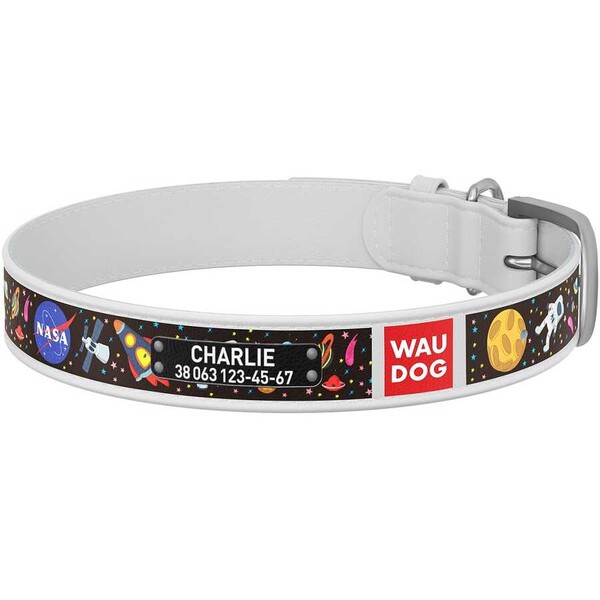 Collar - Collar Waudog Nasa Desenli QR Pasaportlu Köpek Boyun Tasması 21-29 Cm (0013-0047-15) Beyaz 