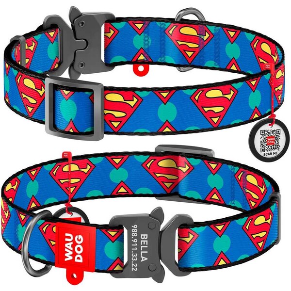 Collar - Collar Waudog Superman Logolu Metal Tokalı Köpek Boyun Tasması 23-35 Cm 15mm (0015-2006) 