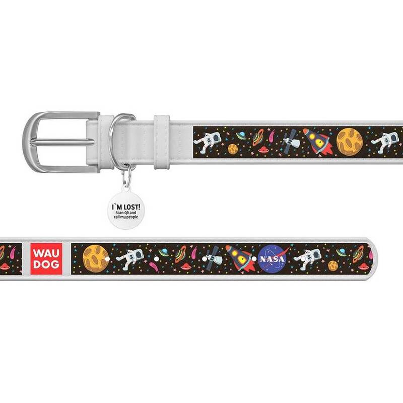 Collar Waudog Nasa Desenli QR Pasaportlu Köpek Boyun Tasması 30-39 Cm Beyaz (0020-0047-15) 