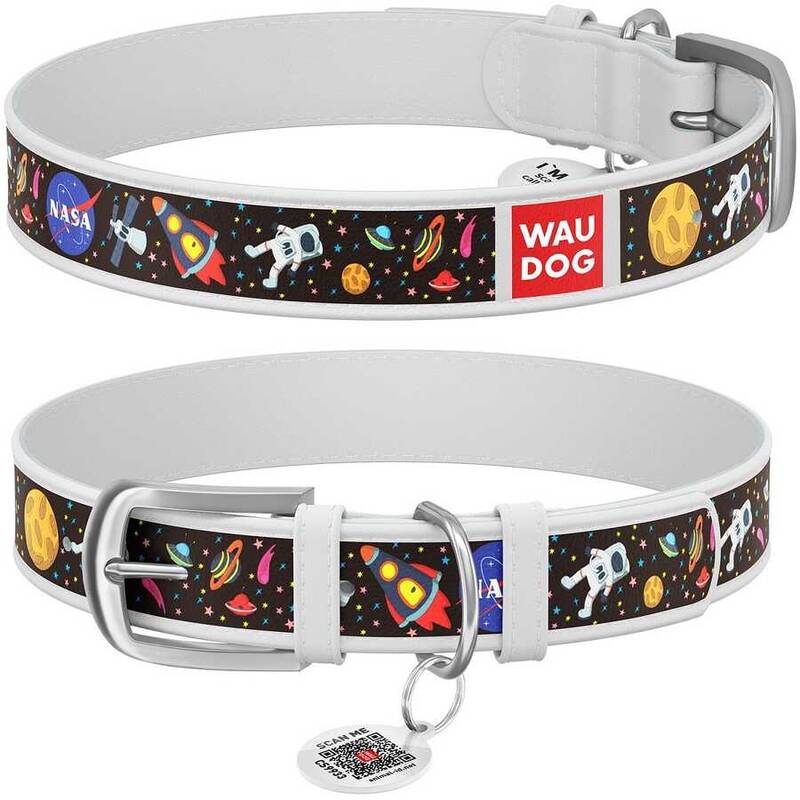 Collar Waudog Nasa Desenli QR Pasaportlu Köpek Boyun Tasması 30-39 Cm Beyaz (0020-0047-15) 