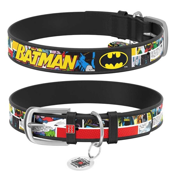 Collar - Collar Waudog Batman Desenli QR Pasaportlu Köpek Boyun Tasması 38-49 Cm (0025-1003-01)