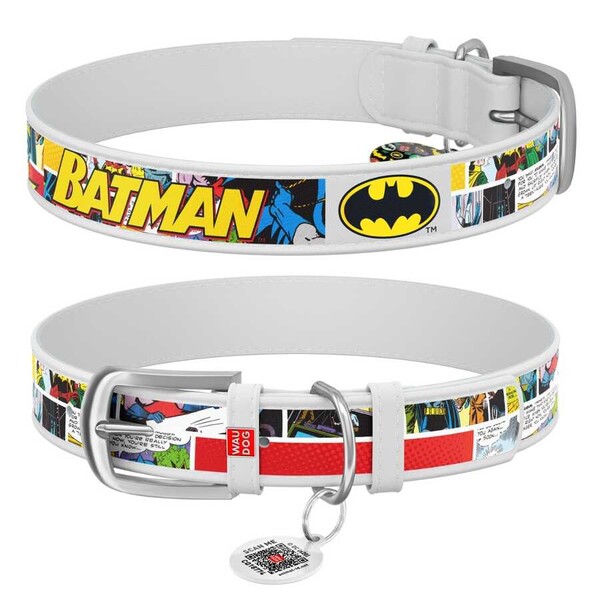 Collar - Collar Waudog Batman Desenli QR Pasaportlu Köpek Boyun Tasması 38-49 Cm (0025-1003-15)
