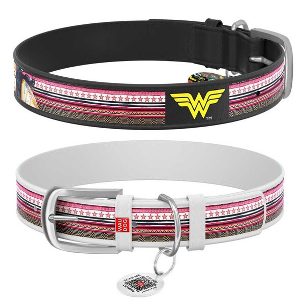 Collar Waudog Wonder Woman Desenli QR Pasaportlu Köpek Boyun Tasması 38-49 Cm (0025-1009-01) - Thumbnail