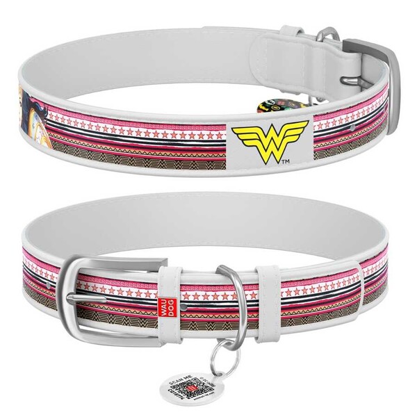 Collar Waudog Wonder Woman Desenli QR Pasaportlu Köpek Boyun Tasması 38-49 Cm (0025-1009-15) - Thumbnail