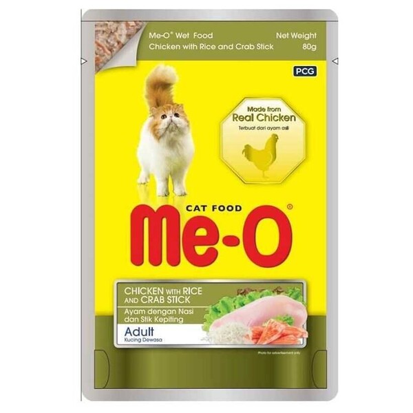 Meo - Me-O Pouch Tavuk & Pirinç & Yengeç Kedi Yaş Mama 80 gr (12 adet)
