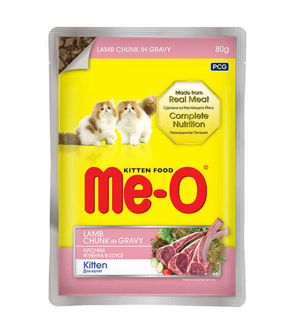 Me-O Pouch Kuzu Etli Yavru Kedi Yaş Mama 80 gr (12 adet)