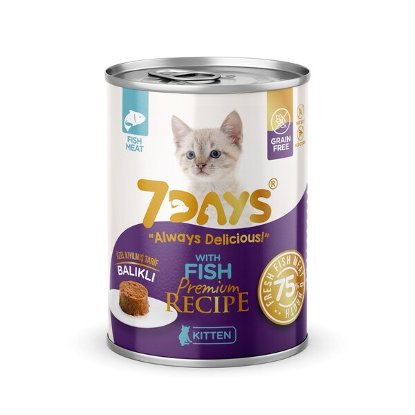 7 DAYS - 7 DAYS Balıklı Kıyılmış Yavru Kedi Konserve Maması 415 Gram