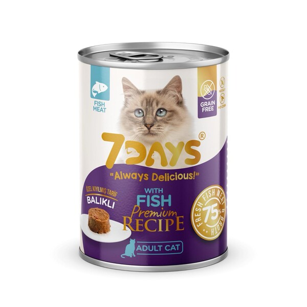 7 DAYS - 7 DAYS Balıklı Kıyılmış Yetişkin Kedi Konserve Maması 415 Gram