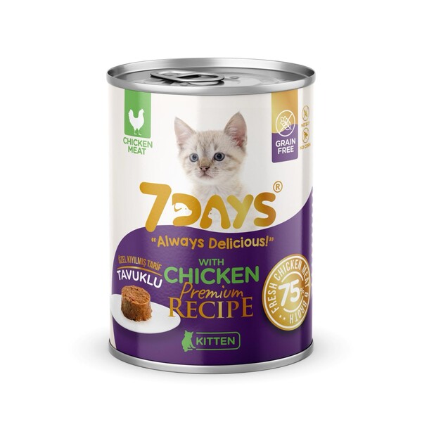 7 DAYS - 7 DAYS Tavuklu Kıyılmış Yavru Kedi Konserve Maması 415 Gram