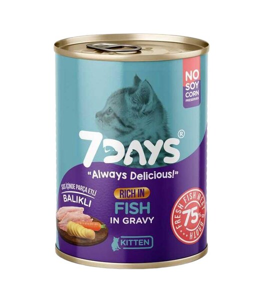 7 DAYS - 7 DAYS Taze Balık Etli Yavru Kedi Maması 415 Gram