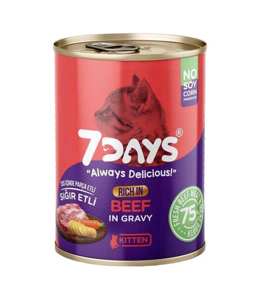 7 DAYS - 7 DAYS Taze Sığır Etli Yavru Kedi Maması 415 Gram