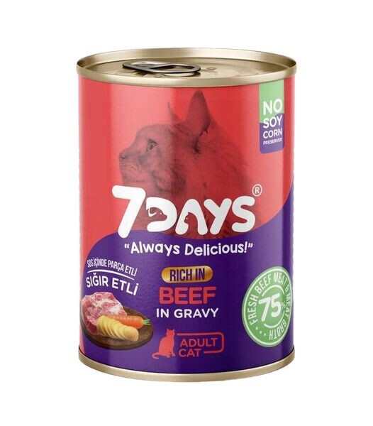 7 DAYS - 7 DAYS Taze Sığır Etli Yetişkin Kedi Maması 415 Gram