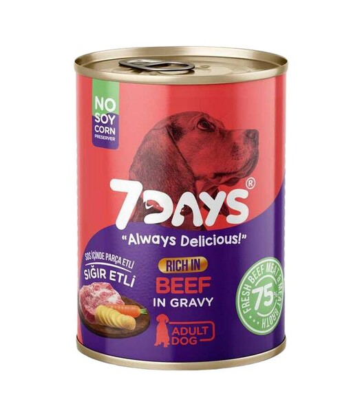 7 DAYS - 7 Days Taze Sığır Etli Yetişkin Köpek Maması 415 Gram