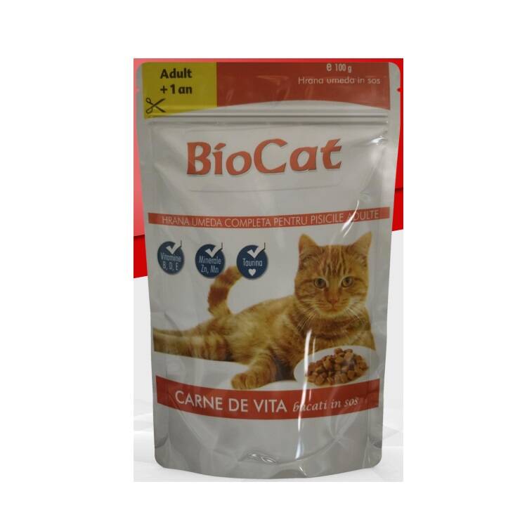 Biocat Biftekli Yetişkin Kedi Yaş Maması 100 Gr x 24 Adet