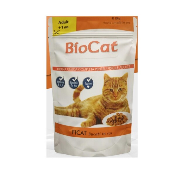 Bio Cat&Dog - Biocat Ciğerli Yetişkin Kedi Maması 100 Gr x 24 Adet