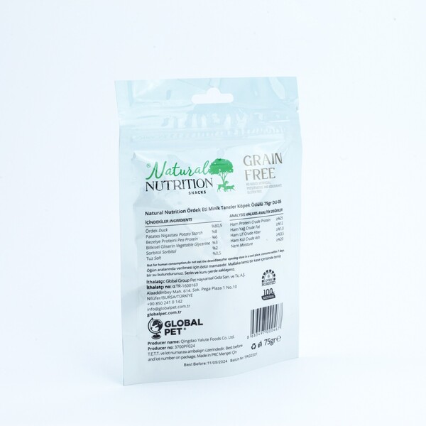 Natural Nutrition Snacks Ördek Eti Minik Taneler Köpek Ödülü 75 Gr - Thumbnail