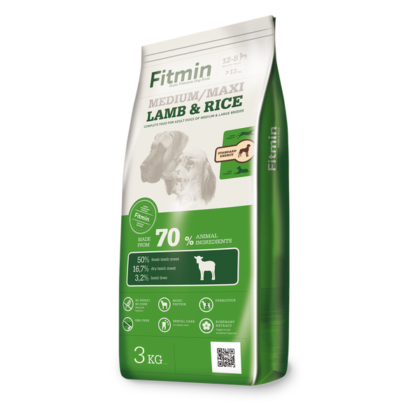 Fitmin - Fitmin %50 Taze Kuzu Etli Orta Irk Yetişkin Köpek Maması 3 Kg