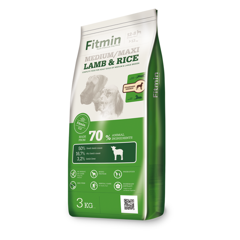 Fitmin %50 Taze Kuzu Etli Orta Irk Yetişkin Köpek Maması 3 Kg