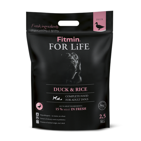 Fitmin - Fitmin For Life %15 Taze Ördek Etli Yetişkin Köpek Maması 2,5 Kg