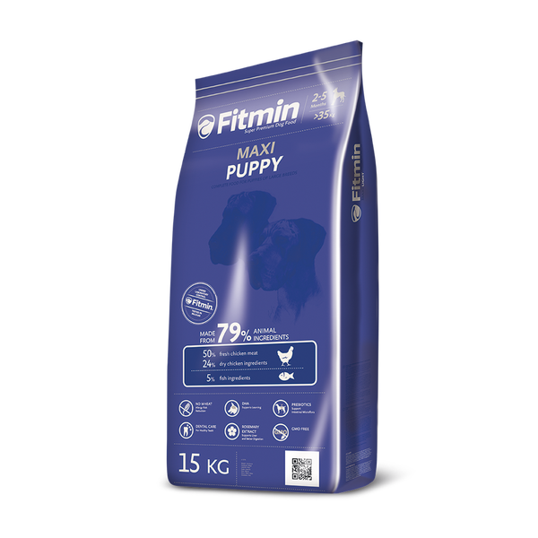 Fitmin - Fitmin Maxi Puppy %50 Taze Tavuk Etli Büyük Irk Yavru Köpek Maması 15 Kg