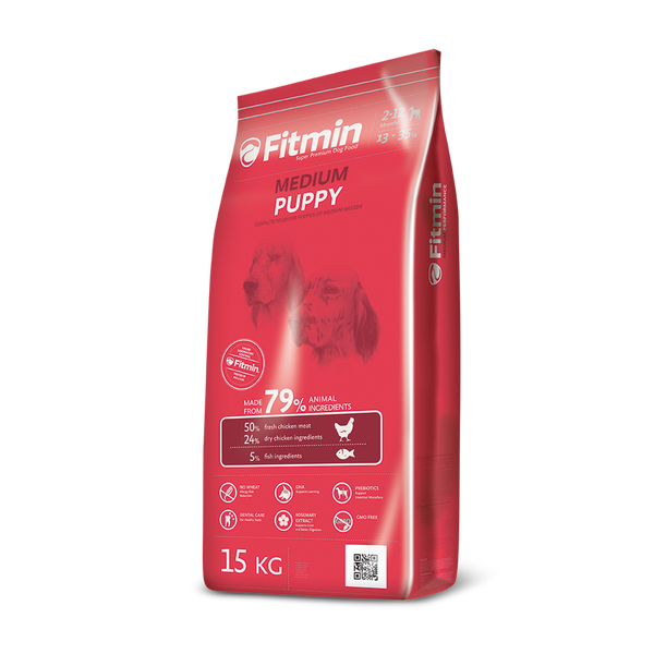 Fitmin - Fitmin Medium Puppy %50 Taze Tavuk Etli Orta Irk Yavru Köpek Maması 15 Kg