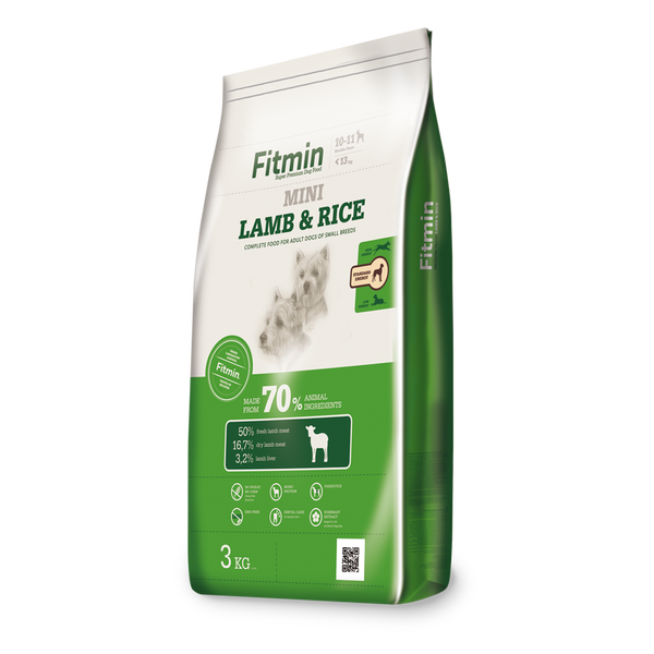 Fitmin - Fitmin Mini %50 Taze Kuzu Etli Ufak Irk Yetişkin Köpek Maması 3 Kg