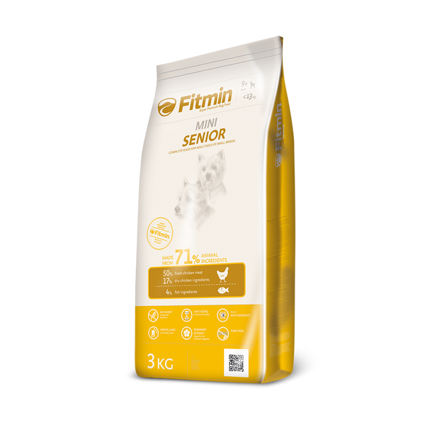 Fitmin - Fitmin Mini Senior %50 Taze Tavuk Etli Ufak Irk Yetişkin Köpek Maması 3 Kg