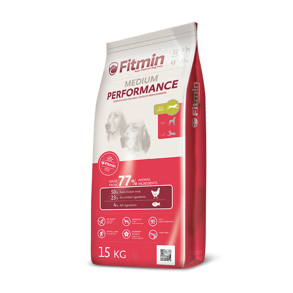 Fitmin - Fitmin Performance %50 Taze Tavuk Etli Orta Irk Yetişkin Köpek Maması 15 Kg