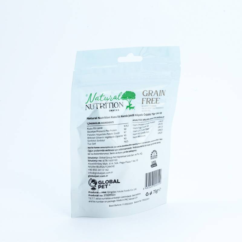 Natural Nutrition Snacks Kuzu Eti Kemik Şekilli Köpek Ödülü 75 Gr