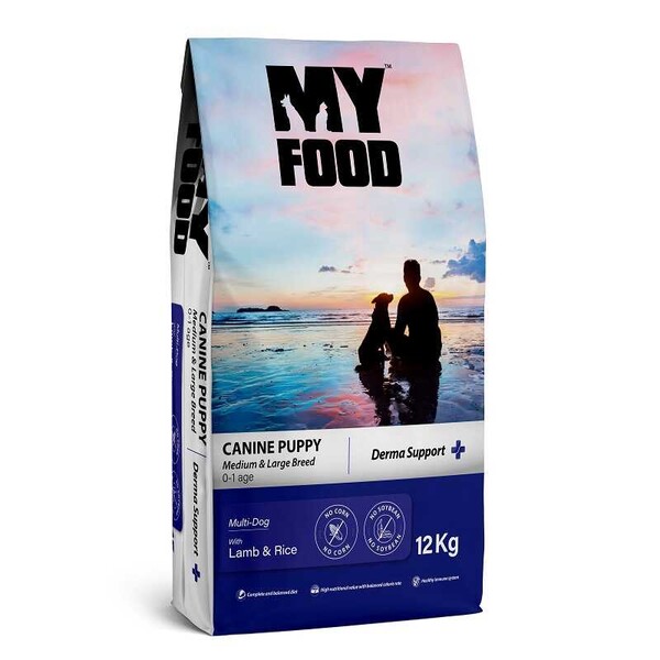 Myfood - My Food Kuzulu&Pirinçli Yavru Orta/Büyük Irk Köpek Maması Derma Support 12 Kg