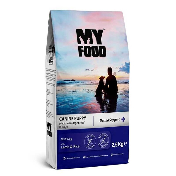 Myfood - My Food Kuzulu&Pirinçli Yavru Orta/Büyük Irk Köpek Maması Derma Support 2,5 Kg