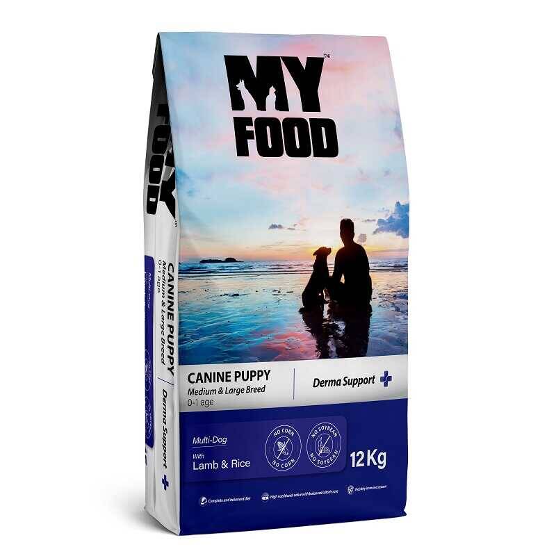 My Food Kuzulu&Pirinçli Yavru Orta/Büyük Irk Köpek Maması Derma Support 12 Kg