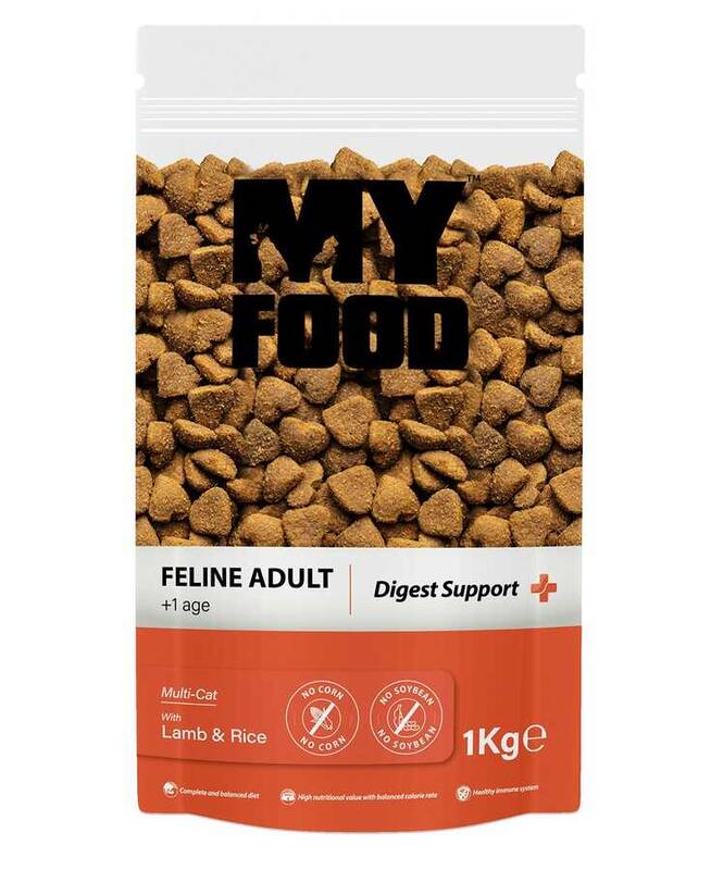 My Food Kuzulu&Pirinçli Yetişkin Kedi Maması Digest Support 1kg (Şeffaf Paket)