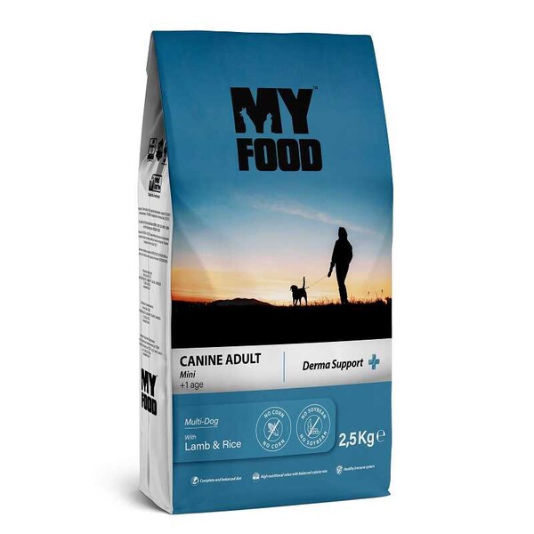Myfood - My Food Kuzulu&Pirinçli Yetişkin Küçük Irk Köpek Maması Derma Support 2,5 Kg