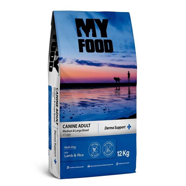 Myfood - My Food Kuzulu&Pirinçli Yetişkin Orta/Büyük Irk Köpek Maması Derma Support 12 Kg