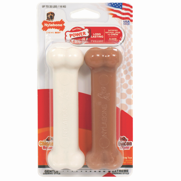 Nylabone - Nylabone Tavuk ve Domuz Aromalı Köpek Çiğneme Kemiği L 2Li