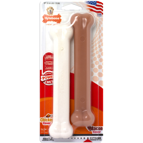 Nylabone - Nylabone Tavuk ve Domuz Aromalı Köpek Çiğneme Kemiği L 2Li