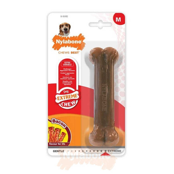 Nylabone Domuz Pastırması Aromalı Köpek Çiğneme Kemiği M - Thumbnail