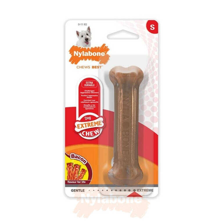 Nylabone Domuz Pastırması Aromalı Köpek Çiğneme Kemiği S