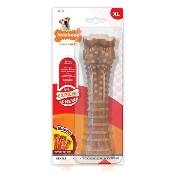 Nylabone Domuz Pastırması Aromalı Köpek Çiğneme Kemiği XL - Thumbnail