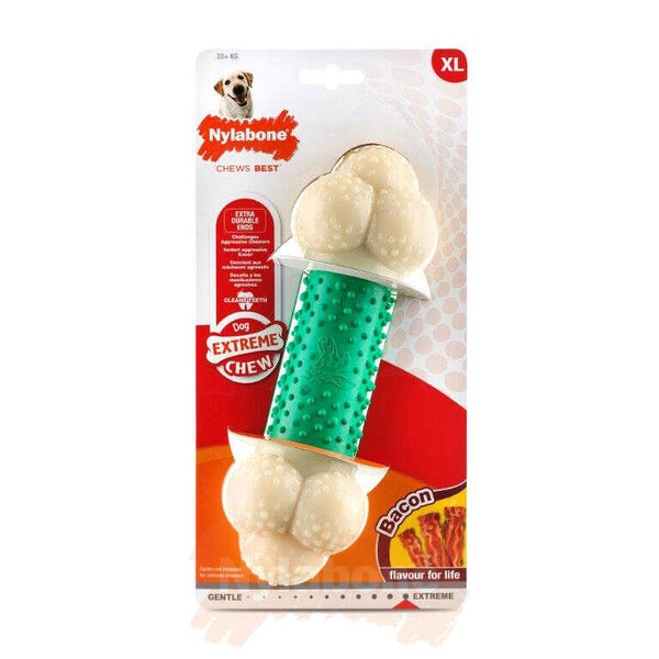 Nylabone Domuz Pastırması Aromalı Köpek Çiğneme Kemiği XL - Thumbnail