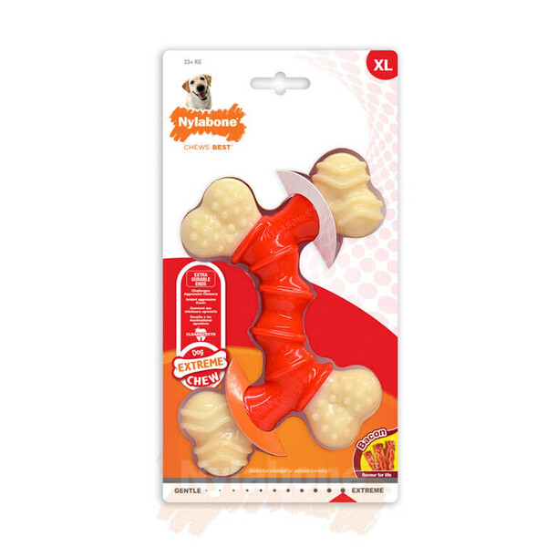 Nylabone Domuz Pastırması Aromalı Köpek Çiğneme Kemiği XL - Thumbnail