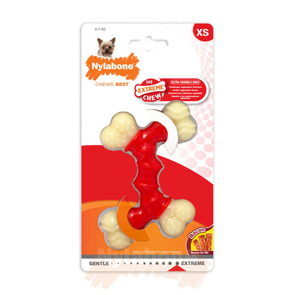 Nylabone Domuz Pastırması Aromalı Köpek Çiğneme Kemiği XS - Thumbnail