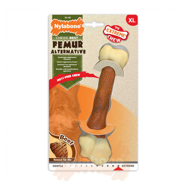 Nylabone - Nylabone Biftek Aromalı Köpek Çiğneme Kemiği XL