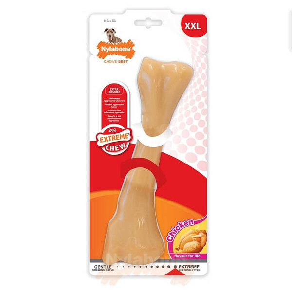 Nylabone Tavuk Aromalı Köpek Çiğneme Kemiği XXL - Thumbnail