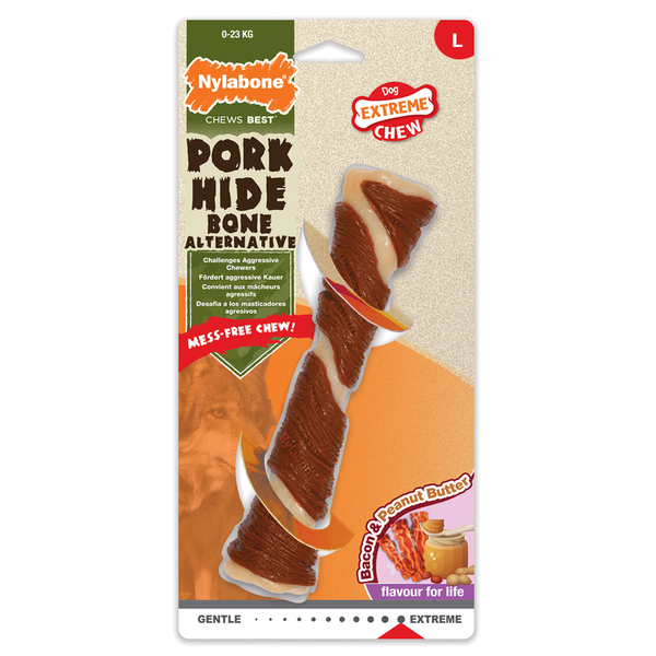 Nylabone - Nylabone Domuz Pastırması ve Fıstık Ezmesi Aromalı Köpek Çiğneme Çubuğu L