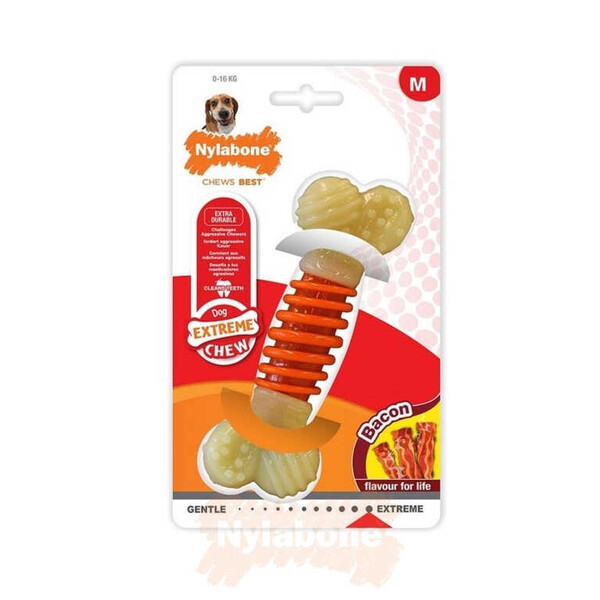 Nylabone Domuz Pastırması Aromalı Köpek Çiğneme Kemiği M - Thumbnail