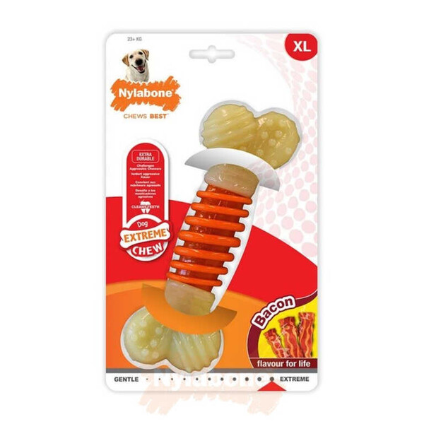 Nylabone Domuz Pastırması Aromalı Köpek Çiğneme Kemiği XL - Thumbnail